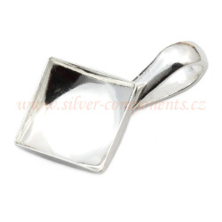 Bižuterní přívěsková miska pro čtverec 10mm POSTŘÍBŘENO